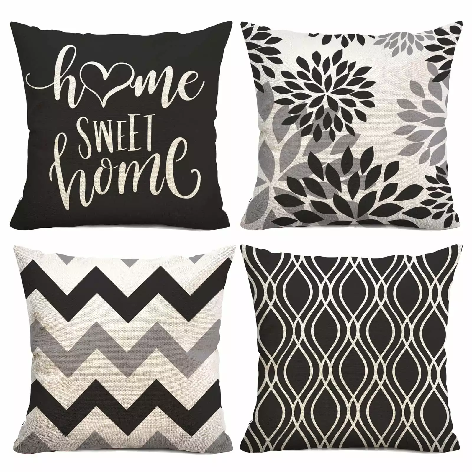 Husfou Linen Pillow Covers Geometric Decorative Square Pillowcase Throw Cushion Case for Home Sofa Bedroom Car. 18x18 inch